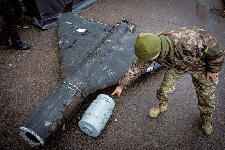 撃墜されたロシア軍のドローン「シャヘド」　AP/AFLO