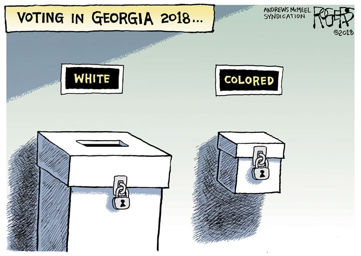ジョージア州の民主党支持者に対する投票抑制策は特に酷い　(c)2018 ROGERS─ANDREWS McMEEL SYNDICATION