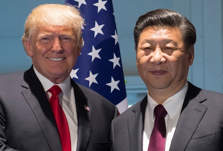 アメリカのトランプ大統領と中国の習近平国家主席（7月、独ハンブルクで）　Saul Loeb-REUTERS