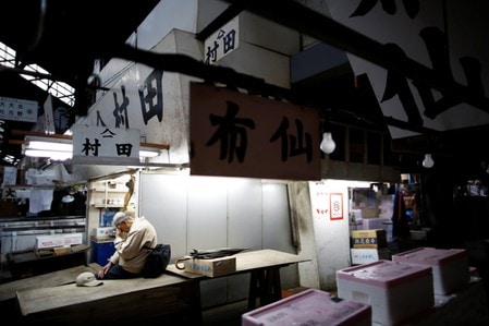 １０月９日、東京・築地市場が６日、日本の食を支えてきた８３年の歴史に幕を下ろした。築地市場で９月２７日撮影（２０１８年　ロイター/Issei Kato）
