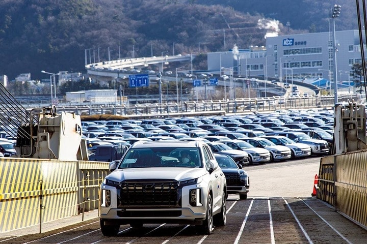 蔚山から輸出される現代自動車のSUV「パリセード」