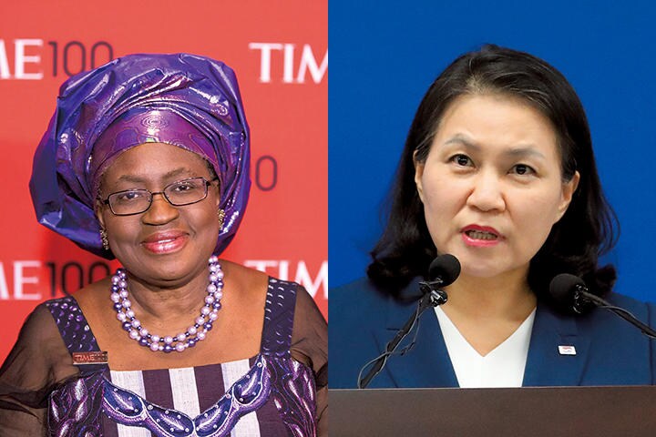 中国などが推すオコンジョ・イウェアラ（左）とトランプ政権が推す兪　FROM LEFT: LUCAS JACKSON-REUTERS, YONHAP NEWS/AFLO