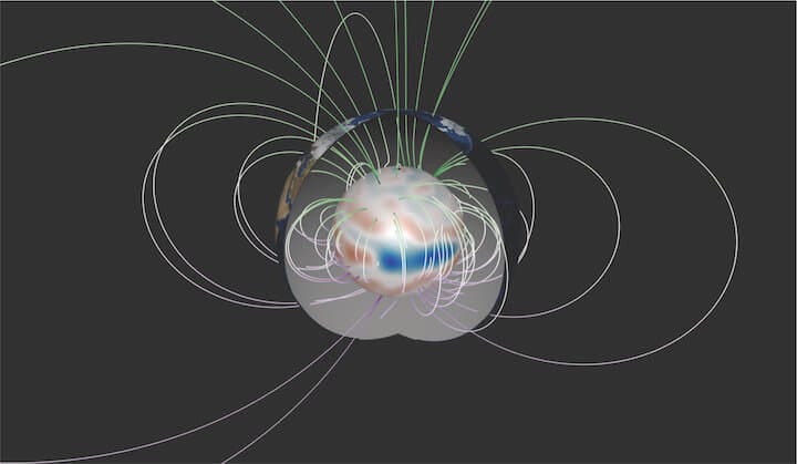 地球の外核（中心部にある液体の層）の最外部を7年ごとに通過する新しいタイプの磁波が見つかった credit：Felix Gerick