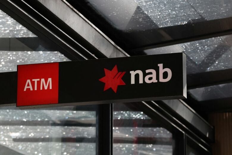 ＮＡＢのロゴ。シドニー市内の支店で25年8月撮影。REUTERS/Hollie Adams