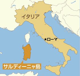 イタリア、サルディーニャ島の地図