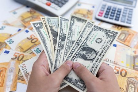 終盤のニューヨーク外為市場では、ユーロが対ドルで２０年ぶりの安値を付け、パリティ（等価）に近づいた。一方、米連邦準備理事会（ＦＲＢ）が他の中銀よりも迅速かつ大幅に利上げを進めるとの見方を背景にドルが買われた。（２０２２年　ロイター／Dado Ruvic/）