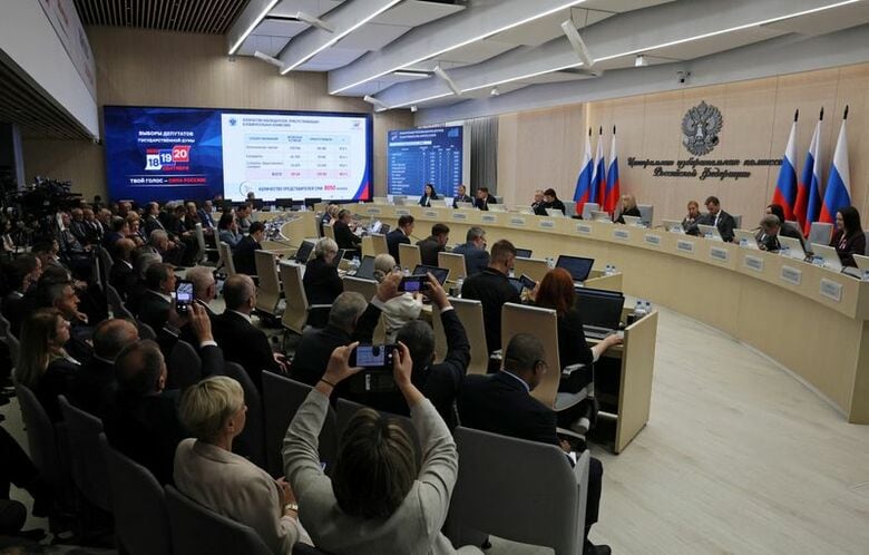 2026年9月21日、ロシアのモスクワにある中央選挙管理委員会の本部。REUTERS/Shamil Zhumatov