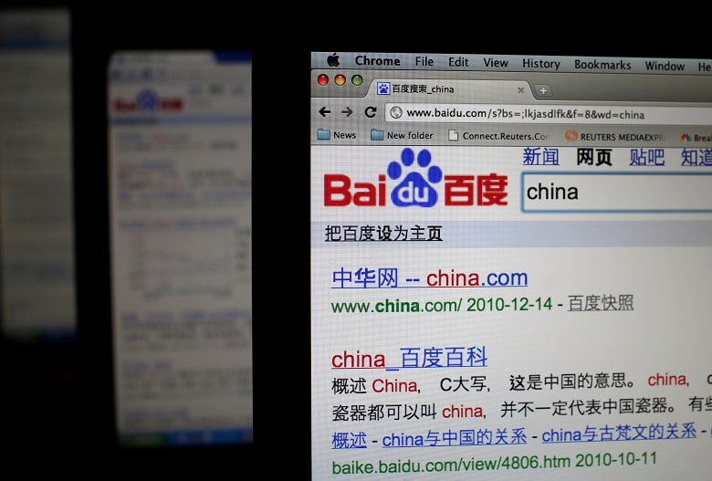 中国の検索サイト市場で独占的な地位を築く百度では、広告か情報か見分けがつきにくいリンクが大量にあることに加え、虚偽の情報も大量に紛れ込んでいる　Carlos Barria-REUTERS