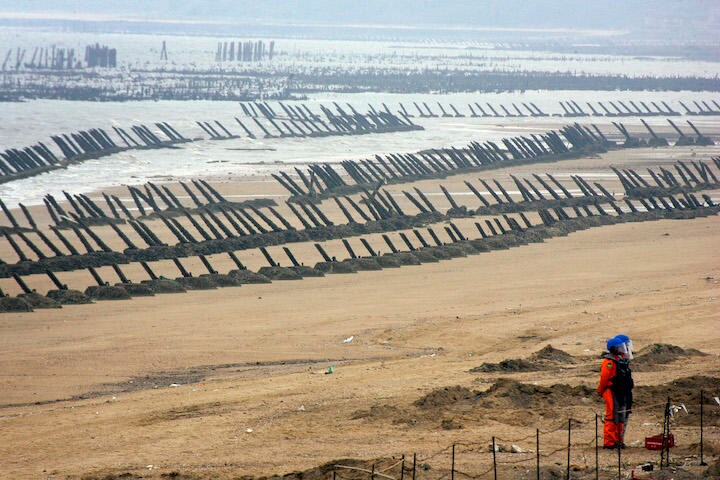 台湾の上陸防止バリケード（2009年５月18日、金門）　Pichi Chuang-REUTERS