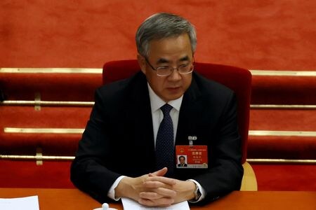 中国の胡春華副首相は２日、海外情勢が複雑になる中で対外貿易の安定に向けた一層の取り組みを呼び掛けた。国営の新華社が伝えた。資料写真、２０２１年３月、北京（２０２２年　ロイター／Carlos Garcia Rawlins）