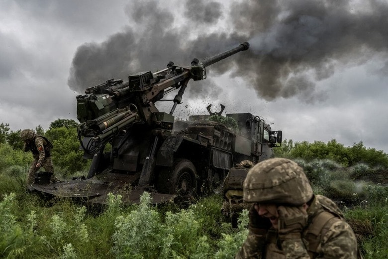 アウディーイウカ近辺で戦うウクライナ軍（2023年5月31日）　Viacheslav Ratynskyi-Reuters