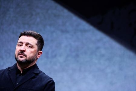 写真はウクライナのゼレンスキー大統領。独ミュンヘンで13日撮影。REUTERS/Thilo Schmuelgen