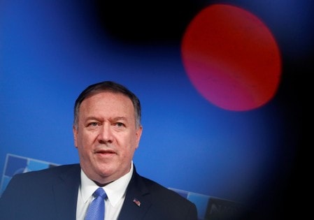 　１２月３日、ポンペオ米国務長官（写真）は今週４─５日にポルトガルのリスボンを訪問し、イスラエルのネタニヤフ首相と会談する。写真はブリュッセルで１１月撮影（２０１９年　ロイター／Francois Lenoir）