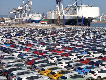 　中国税関総署が１２日発表した６月の貿易統計によると、輸出は前年同月比８．６％増だった。山東省煙台港で１月撮影。チャイナ・デーリー提供（２０２４年　ロイター）
