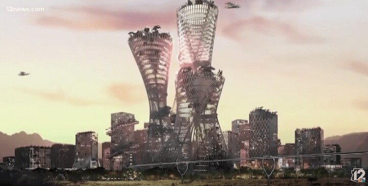 平らな大地に一から理想の都市を作り上げられたら（写真はMarc Loreの未来都市テロサ）　12News/YouTiube