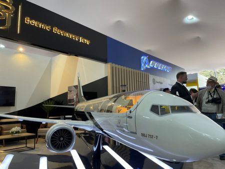 　５月１３日、米航空機大手ボーイングは、４月の商業用ジェット機の納入が４５機と、前年同月（２４機）からほぼ倍増したと発表した。３月は４１機だった。サンパウロで２０２３年８月撮影（２０２５年　ロイター/Gabriel Araujo）