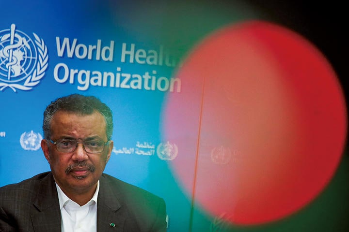 トランプに「中国寄りでパンデミックの対応を誤った」と批判されているWHOのテドロス事務局長　DENIS BALIBOUSE-REUTERS
