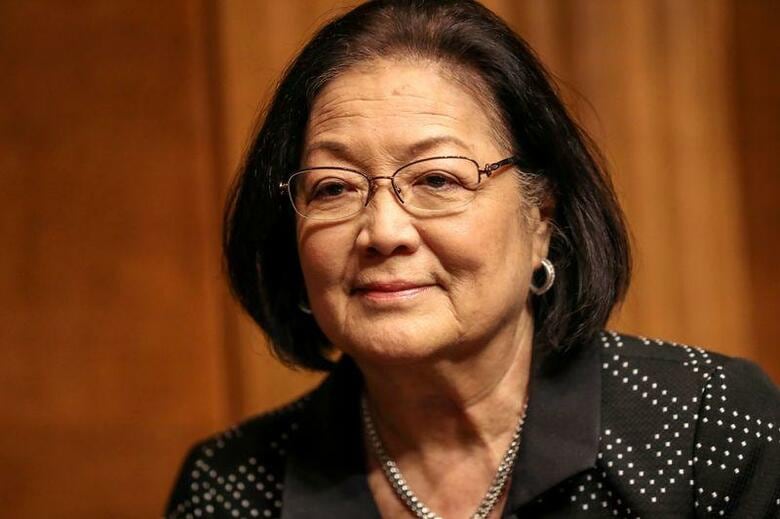 米上院は、アジア系米国人に対する暴力に対処することを目的としたヘイトクライム関連法案の審議打ち切り動議を92対6の賛成多数で可決した。写真はメージー・ヒロノ上院議員。ワシントンで2019年4月撮影（2021年　ロイター／Jeenah Moon）