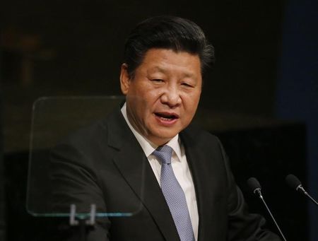 　１０月１３日、中国外務省の王超次官は、習近平国家主席の訪英を前に、中国はＥＵの結束を支持すると述べた。写真は国連総会で演説する習主席。９月２８日撮影。（２０１５年　ロイター／Carlo Allegri ）
