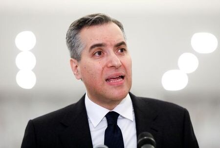 　９月２６日、レバノン新首相に指名されていたムスタファ・アディブ氏（写真）は、首相就任を辞退すると発表した。写真はレバノンのバアブダーで撮影（２０２０年　ロイター／Mohamed Azakir）