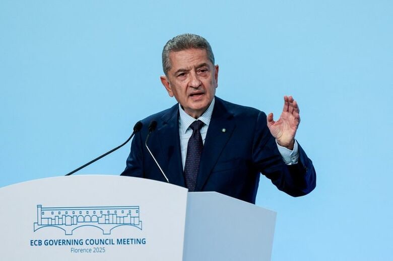 写真は欧州中央銀行（ＥＣＢ）理事会メンバーのパネッタ・イタリア中銀総裁。2025年10月、イタリアのフィレンツェで撮影。 REUTERS/Remo Casilli