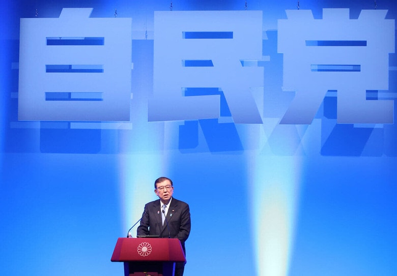 都議選で敗北を喫し、7月20日に参院選を控える石破政権だが（3月9日、自民党大会）　ZUMA Press Wire via Reuters Connect