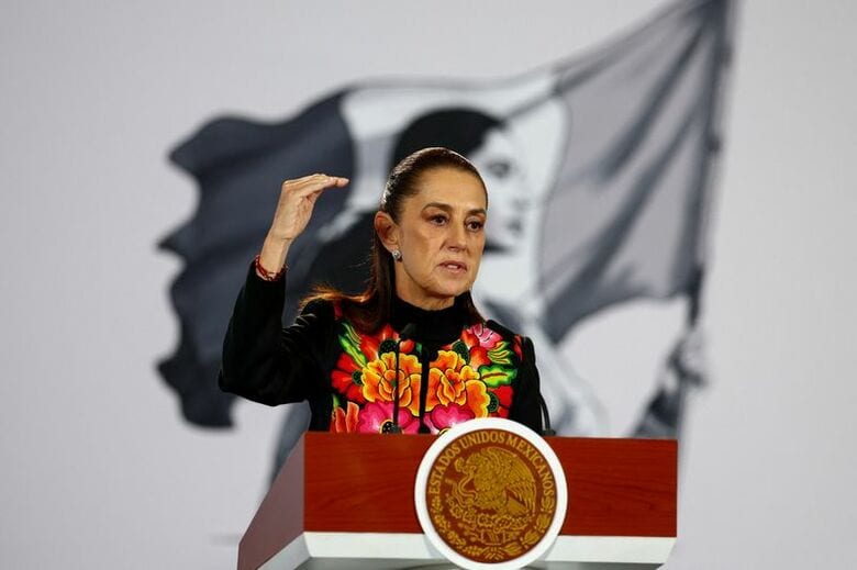 写真は メキシコのシェインバウム大統領。10月26日、メキシコ市で撮影。REUTERS/Daniel Becerril
