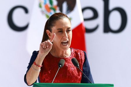 メキシコのクラウディア・シャインバウム大統領。2025年12月6日撮影（2026年　ロイター／Raquel Cunha）