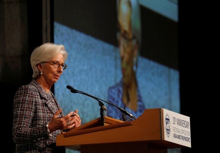 　１１月８日、国際通貨基金（ＩＭＦ）のラガルド専務理事は、都内でロイターの単独取材に応じた。保護主義が広がれば「現在の開かれた経済を損ねる可能性がある」とする一方、現段階ではその兆しはみられないと分析。写真は都内で撮影（２０１７年　ロイター／Issei Kato）