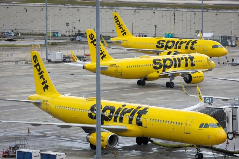 写真はスピリット航空の機体。4月23日、米フロリダ州のフォートローダーデール・ハリウッド国際空港で撮影。REUTERS/Marco Bello