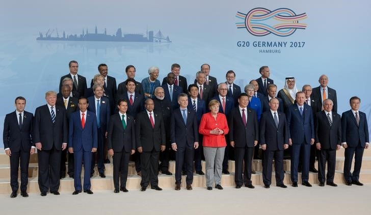 ドイツのハンブルクで開催された２０カ国・地域（Ｇ２０）首脳会議（サミット）は８日、２日間の日程を終えて閉幕した。７日撮影（２０１７年　ロイター／Ian Langsdon）