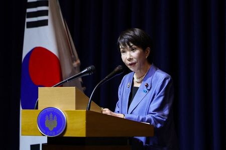 アジア太平洋経済協力会議（APEC）首脳会議後、記者会見する高市早苗首相（2025年11月1日、韓国・慶州）。REUTERS/Kim Hong-ji