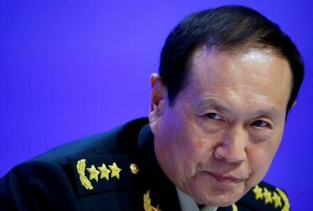 　６月１２日、中国の魏鳳和国防相（写真）は、シンガポールで開催中のアジア安全保障会議（シャングリラ対話）で講演し、中米関係は重要な岐路にあると指摘、台湾問題にも言及し、必ず統一を実現すると語った。写真は２０１９年の同会議（２０２２年　ロイター／Feline Lim）