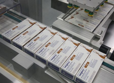 　６月２３日、デンマーク製薬大手ノボノルディスクの肥満症治療薬「ウゴービ（一般名セマグルチド）」の研究で、心不全患者の間で女性の方が男性と比べて減量効果が大きかった。３月８日、デンマークのヒレレズにある工場で撮影（２０２４年　ロイター/Tom Little）