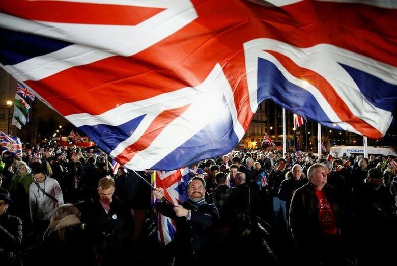 英国が31日、欧州連合（EU）から離脱し、47年間に及ぶ加盟に幕を下ろした。2016年の国民投票から4年を経て、ブレグジット（英国のEU離脱）問題が節目を迎える（2020年　ロイター/HENRY NICHOLLS）