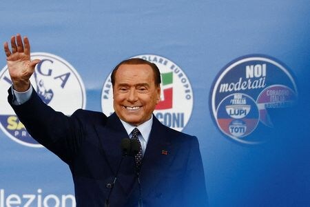 　ベルルスコーニ元イタリア首相（８６）が死去した。元首相に近い関係者が１２日、ロイターに明らかにした。写真はローマで２０２２年９月撮影（２０２３年　ロイター/Guglielmo Mangiapane）