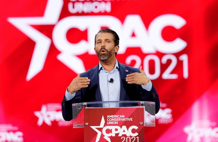 全米保守行動会議（CPAC）で演説するドナルド･トランプ・ジュニア　REUTERS/Joe Skipper