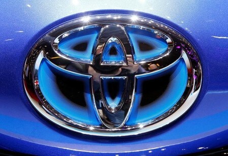The logo of Toyota is seen during the 87th International Motor Show at Palexpo in Geneva, Switzerland March 6, 2017. REUTERS/Arnd Wiegmann - RTX3161C