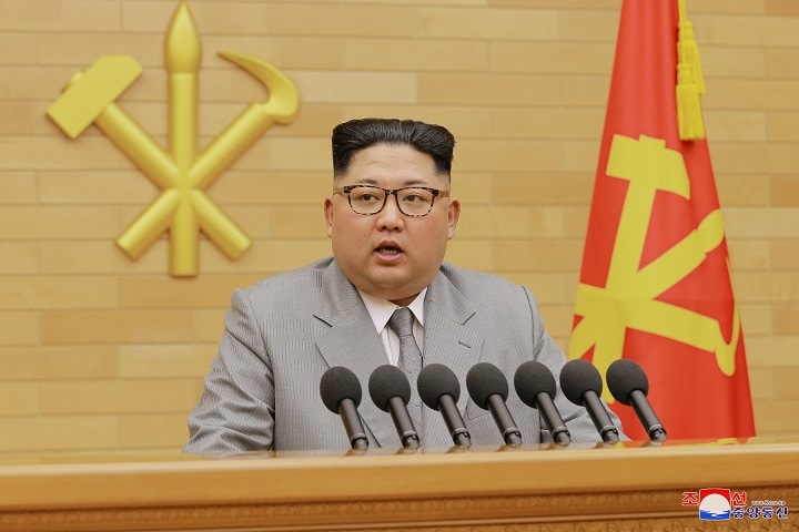 新年の辞を発表する北朝鮮の金正恩朝鮮労働党委員長　KCNA/REUTERS