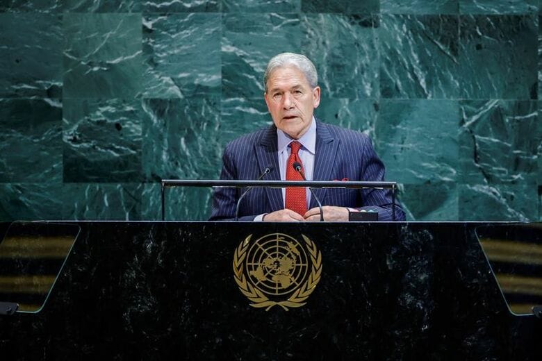 写真はニュージーランドのピーターズ外相。2025年9月、米ニューヨークの国連本部で撮影。 REUTERS/Eduardo Munoz