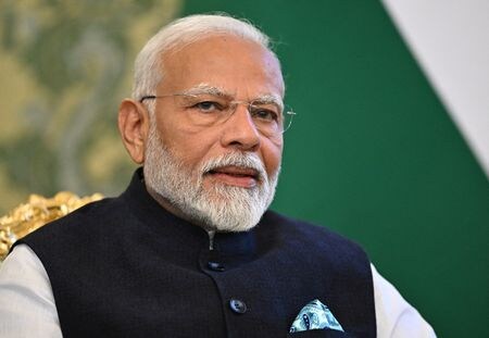 インド外務省は１９日、モディ首相（写真）が２３日にウクライナを訪問し、ゼレンスキー大統領と会談すると発表した。７月撮影（２０２４年　ロイター/Sputnik/Sergey Bobylev/Kremlin via REUTERS）