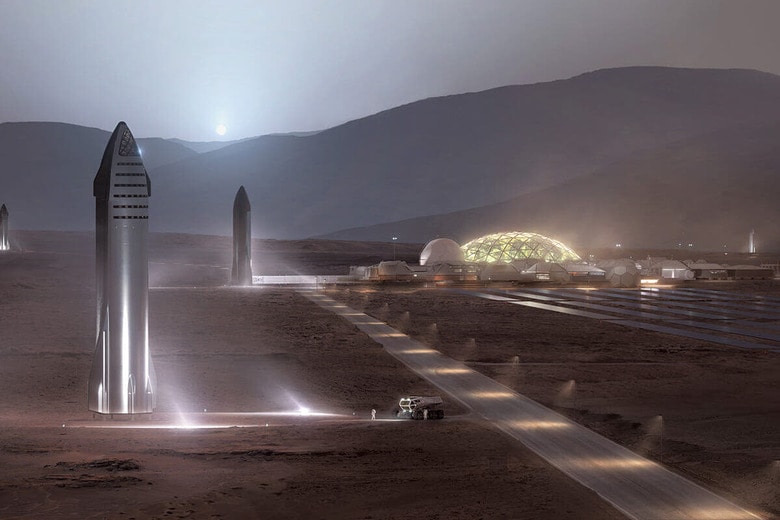 スペースXの大型ロケット「スターシップ」は火星移住計画で重要な役割を果たすことが期待されている　COURTESY OF SPACE X