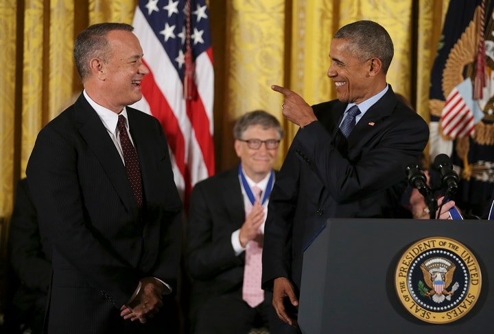 ホワイトハウスで行われた大統領勲章授与式で　Carlos Barria-REUTERS