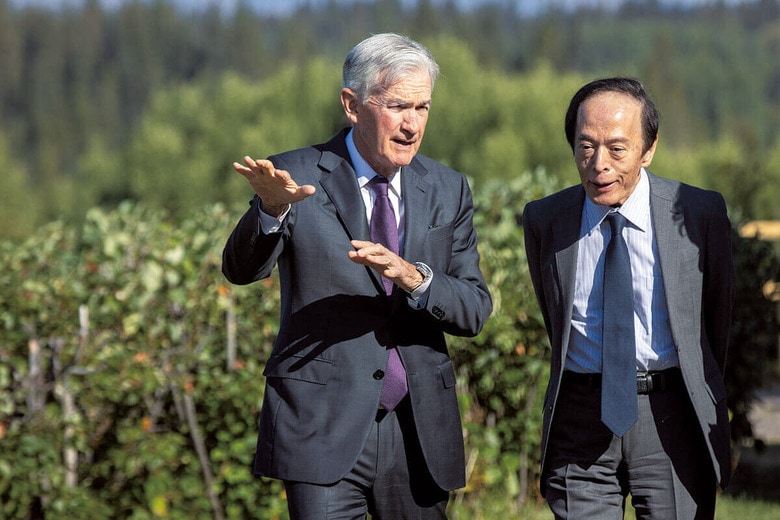 日銀の植田和男総裁とパウエルFRB議長