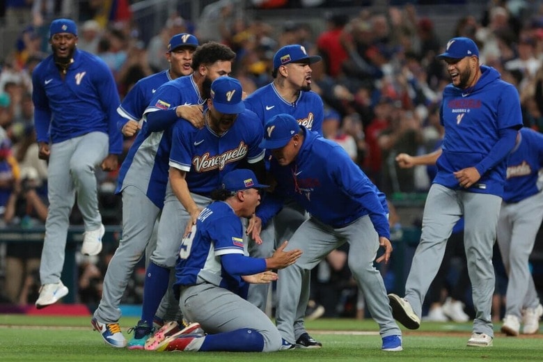 決勝でアメリカ代表に勝利しWBC初の優勝を勝ち取ったベネズエラ代表　Sam Navarro-Imagn Images/REUTERS