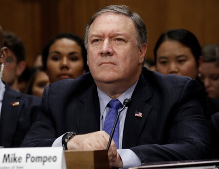 　７月３０日、ポンペオ米国務長官は、インド太平洋地域に１億１３００万ドル相当を拠出すると発表した。写真はワシントンで２５日撮影（２０１８年　ロイター/Aaron Bernstein）