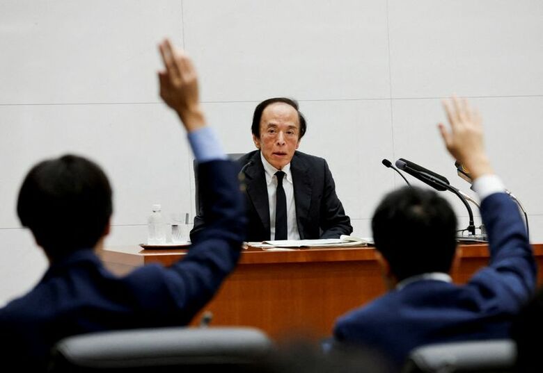 9月18日、日銀本店で記者会見する植田和男総裁。REUTERS/Kim Kyung-Hoon