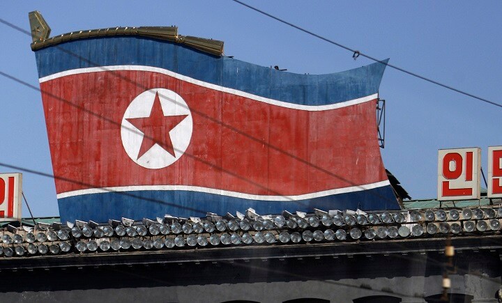 平壌、北朝鮮国旗　David Gray-REUTERS