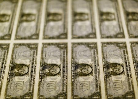 　１月２２日、米銀の間で決算発表後の起債が相次ぐ中、今月は１月として米社債発行額が過去最高を記録しそうだ。写真は米ドル紙幣。ワシントンで２０１４年１１月撮影（２０２４　ロイター／Gary Cameron）